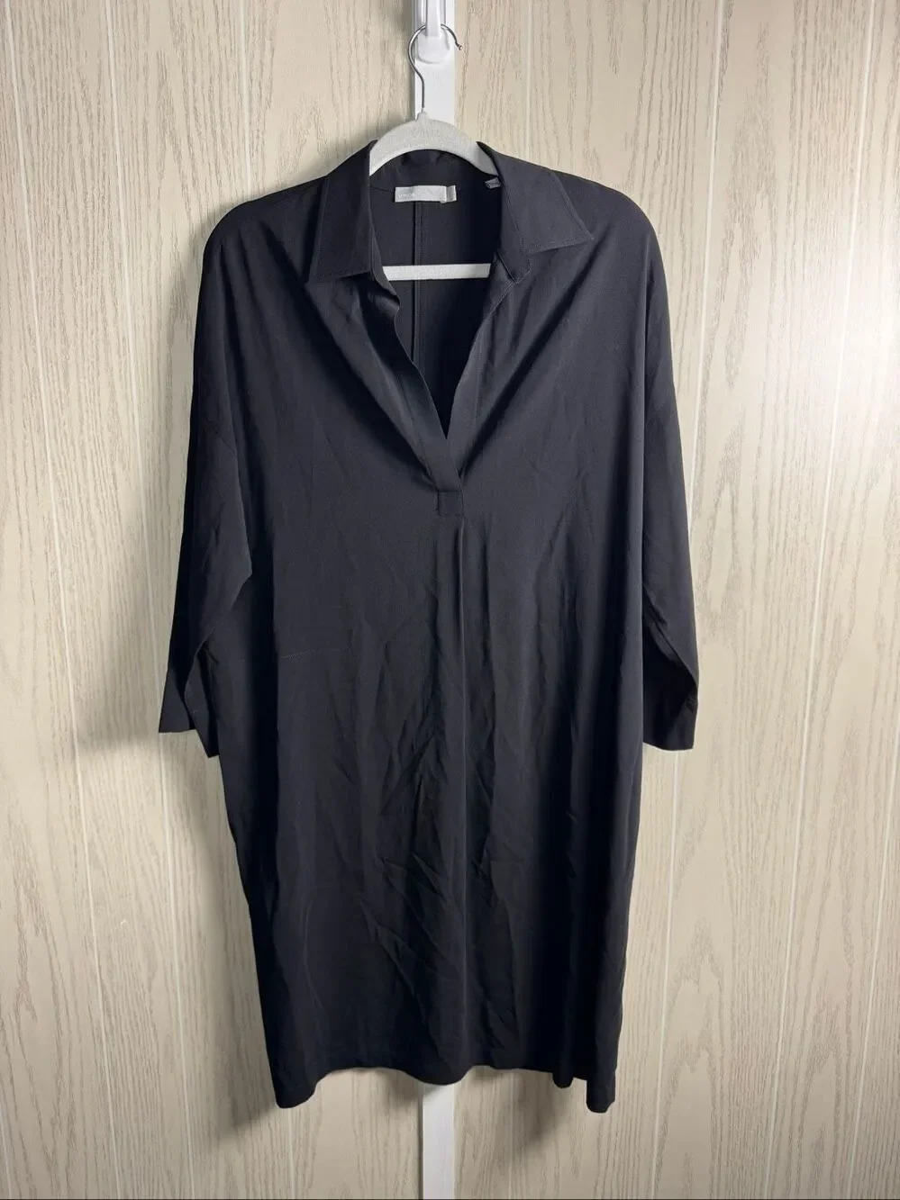 Vince Black Midi Kaftan Dress Size Small Viscose Boxy Luxury Flowy